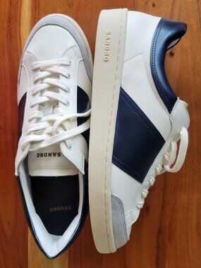 Sandro Paris White Black Low Top Lace Up Leather Sneakers Men”s EU 44 Preppy